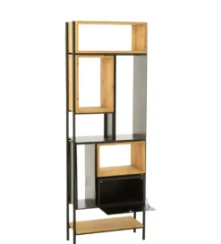 Regał TINA 65 cm x 185 cm drewno jodła czarny*J-Line Outlet