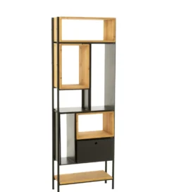 Regał TINA 65 cm x 185 cm drewno jodła czarny*J-Line Outlet