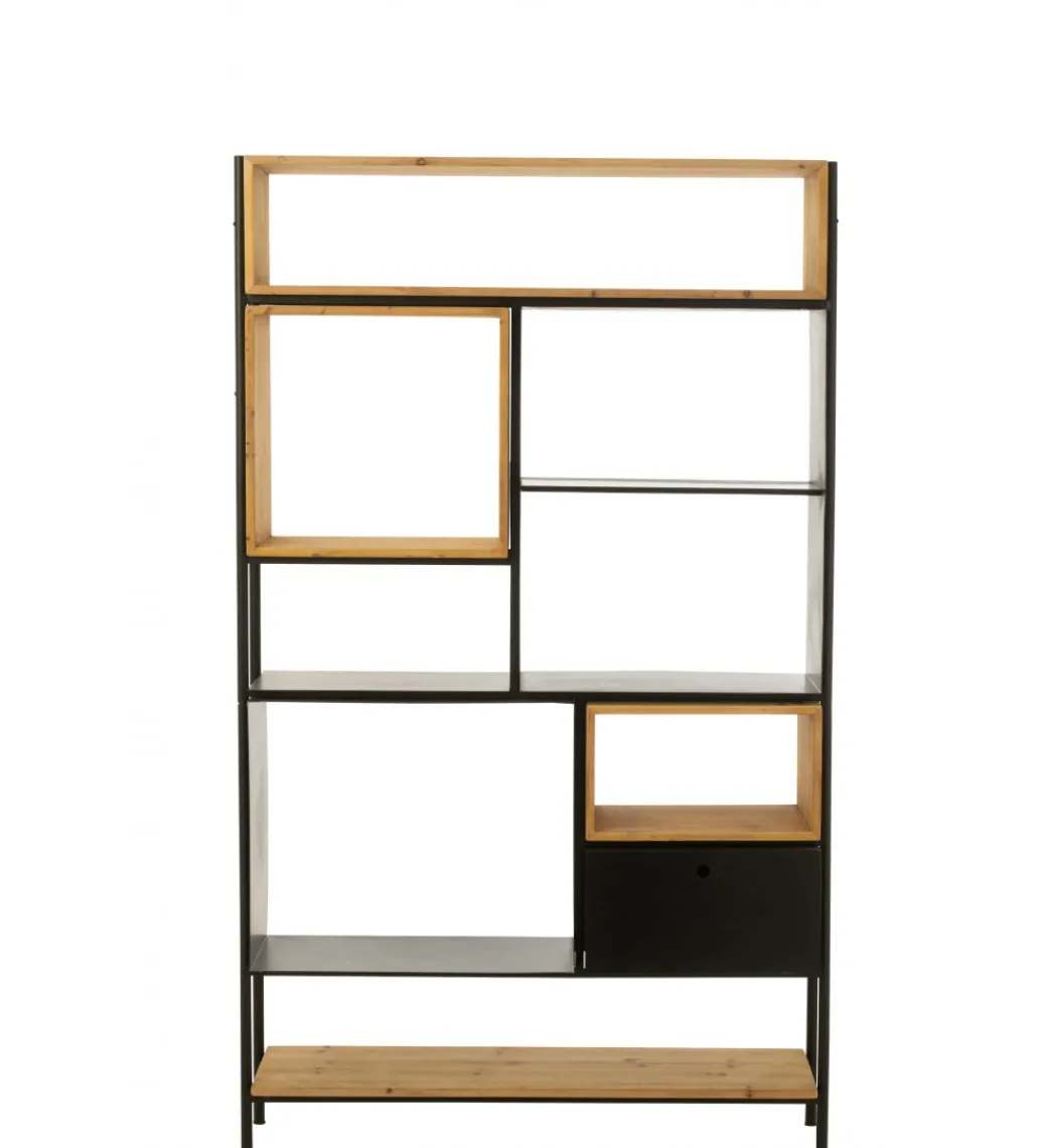 Regał TINA 110 cm x 185 cm drewno jodła czarny*J-Line Hot