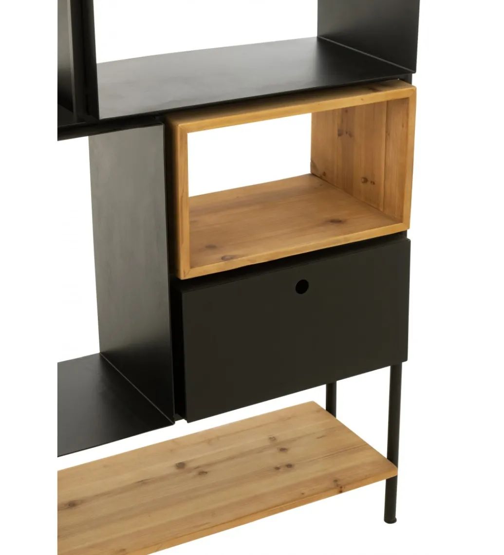 Regał TINA 110 cm x 185 cm drewno jodła czarny*J-Line Hot