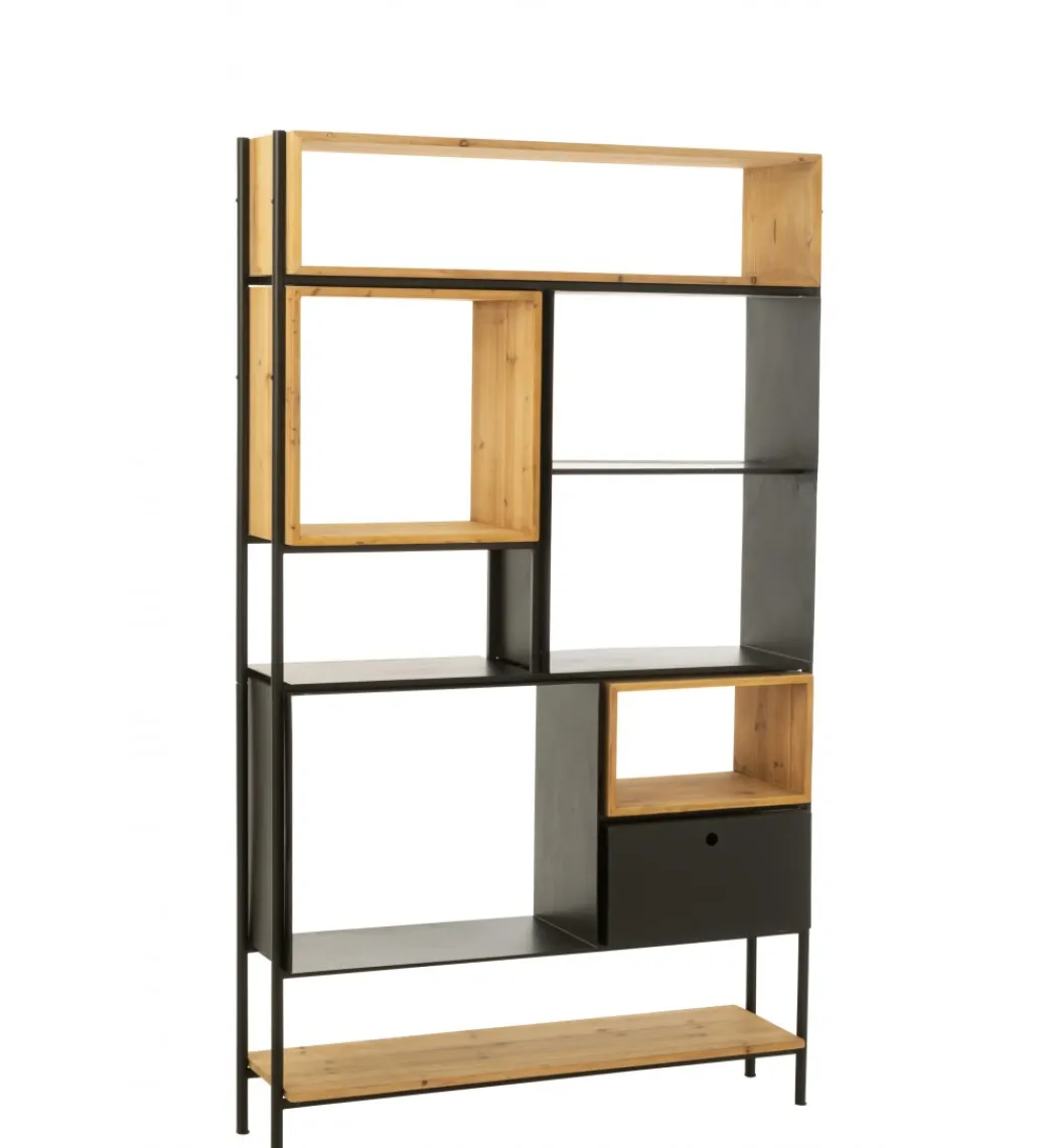 Regał TINA 110 cm x 185 cm drewno jodła czarny*J-Line Hot