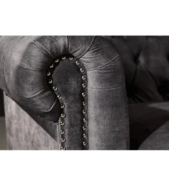 Sofa ARIELLE Chesterfield 205 Cm szary aksamit*Invicta Interior