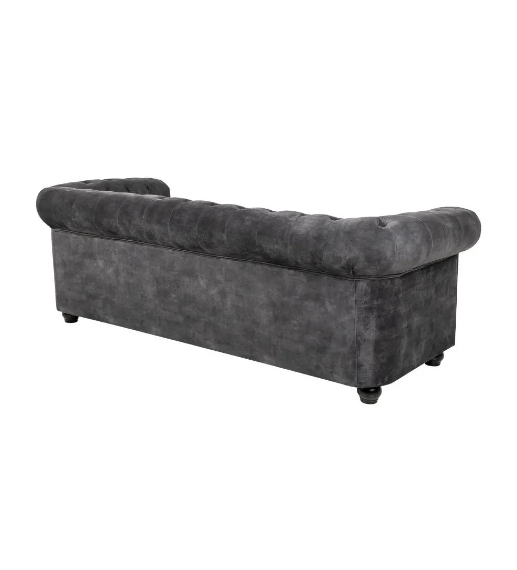 Sofa ARIELLE Chesterfield 205 Cm szary aksamit*Invicta Interior