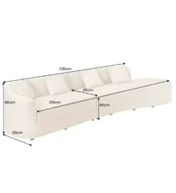 Sofa ATELIER L 330 cm 3-osobowa bouclé beżowa*Invicta Interior Clearance