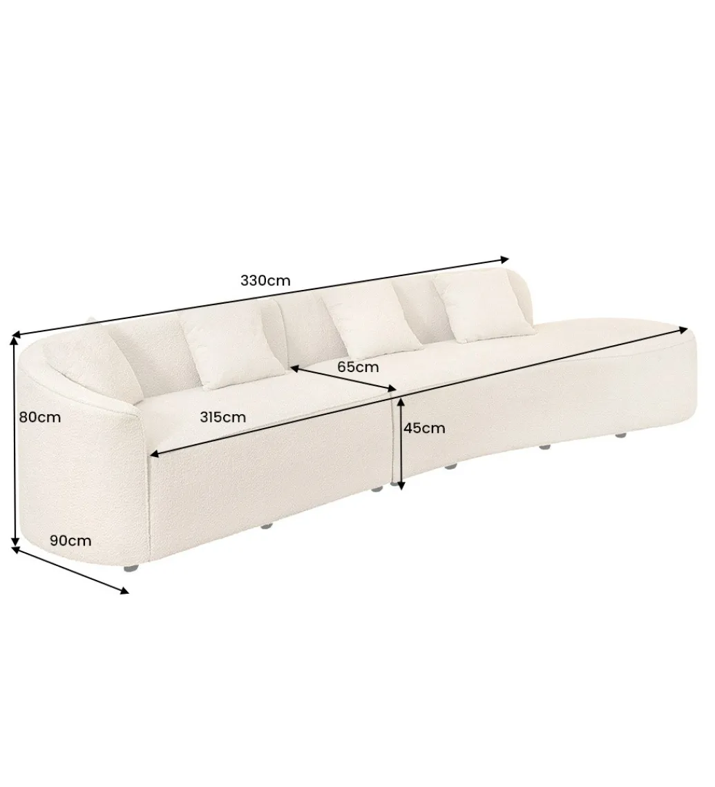 Sofa ATELIER L 330 cm 3-osobowa bouclé beżowa*Invicta Interior Clearance