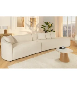 Sofa ATELIER L 330 cm 3-osobowa bouclé beżowa*Invicta Interior Clearance