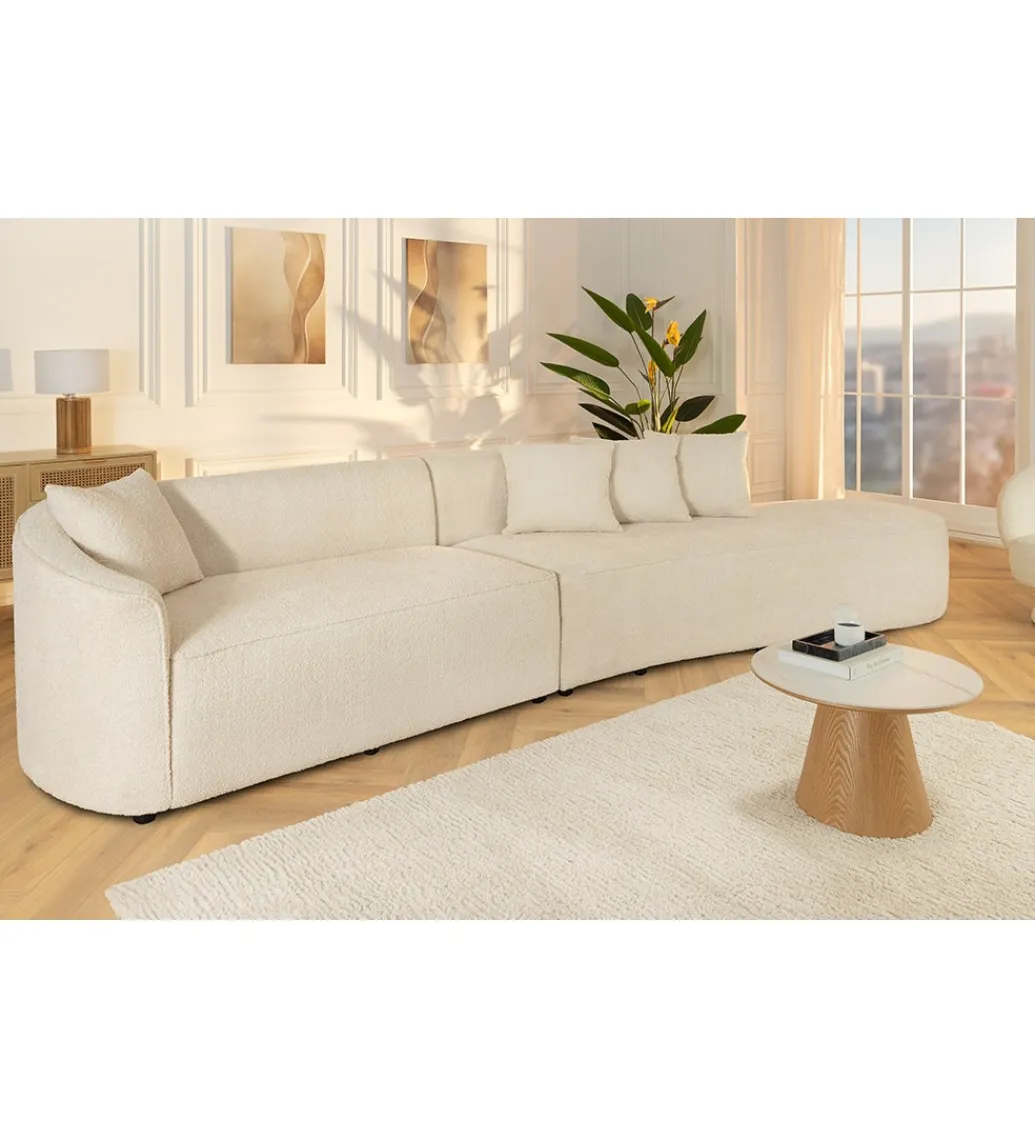 Sofa ATELIER L 330 cm 3-osobowa bouclé beżowa*Invicta Interior Clearance