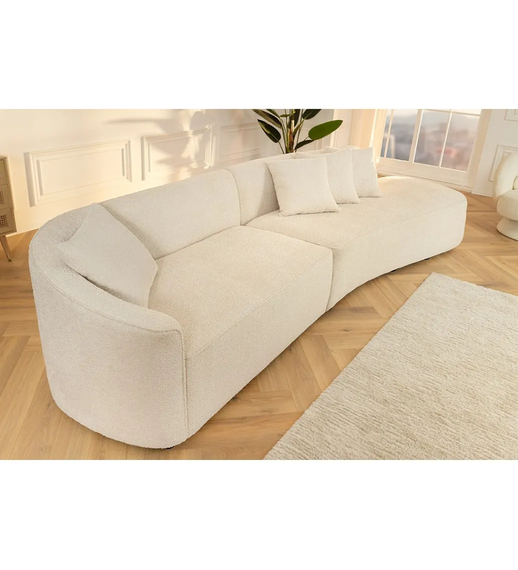Sofa ATELIER L 330 cm 3-osobowa bouclé beżowa*Invicta Interior Clearance