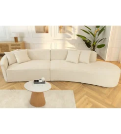 Sofa ATELIER L 330 cm 3-osobowa bouclé beżowa*Invicta Interior Clearance