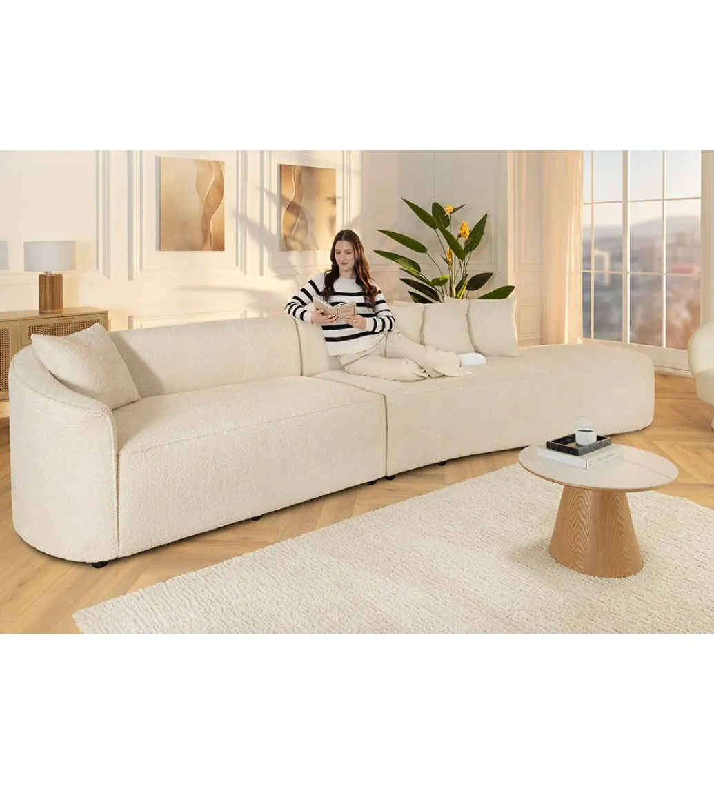 Sofa ATELIER L 330 cm 3-osobowa bouclé beżowa*Invicta Interior Clearance