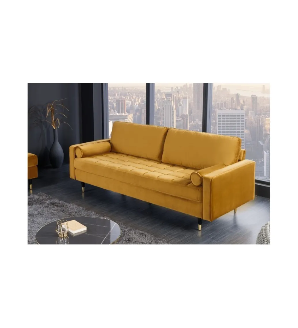 Sofa CANIS 220 cm musztardowo - żółta*Invicta Interior Clearance