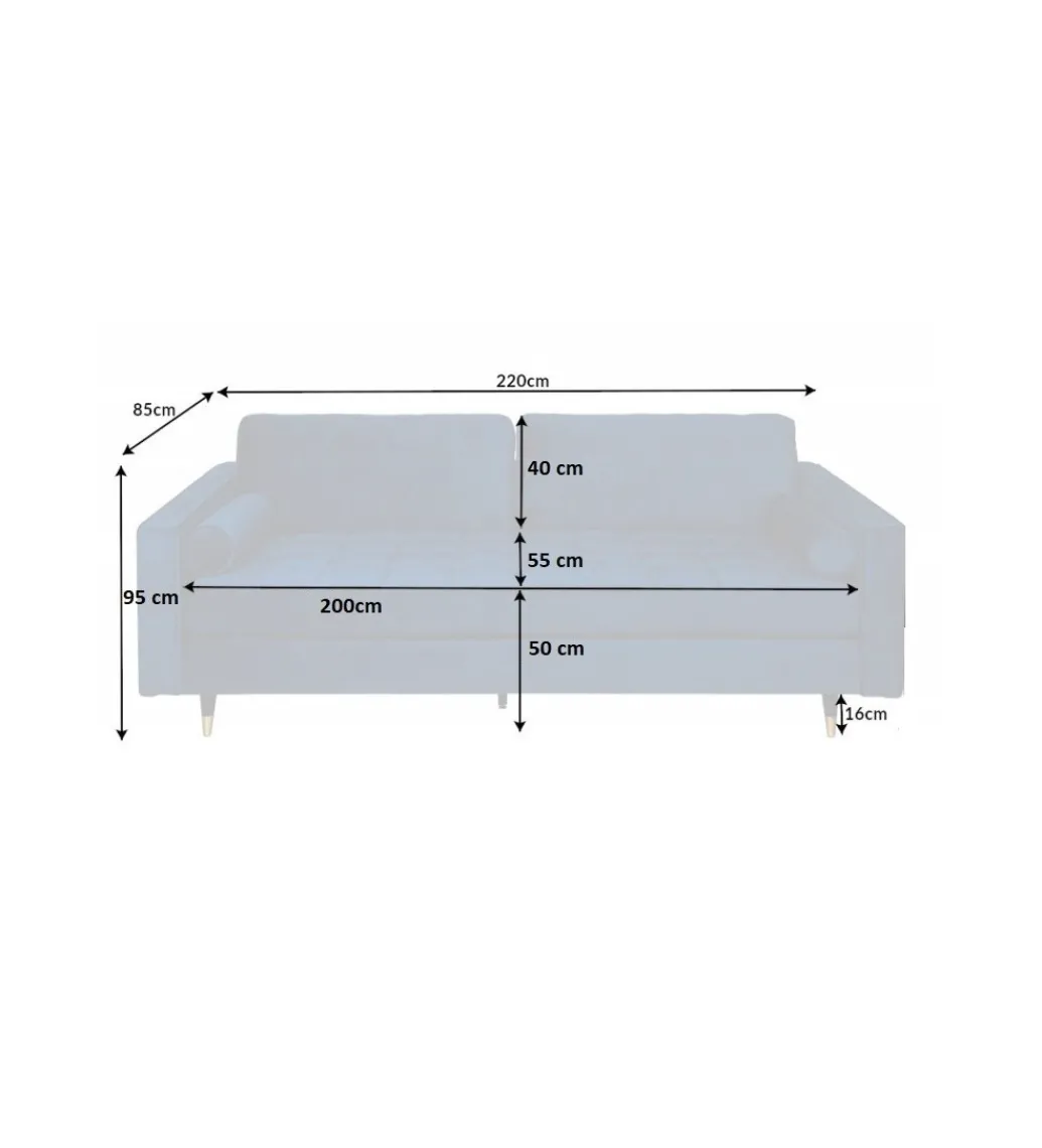 Sofa CANIS velvet 220 cm aqua velvet*Invicta Interior Discount
