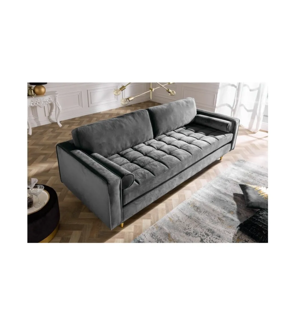 Sofa CANIS Velvet 225 cm szary aksamit*Invicta Interior Online