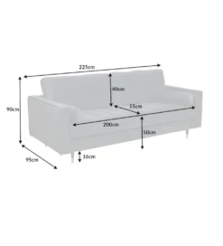 Sofa CANIS Velvet 225 cm szary aksamit*Invicta Interior Online