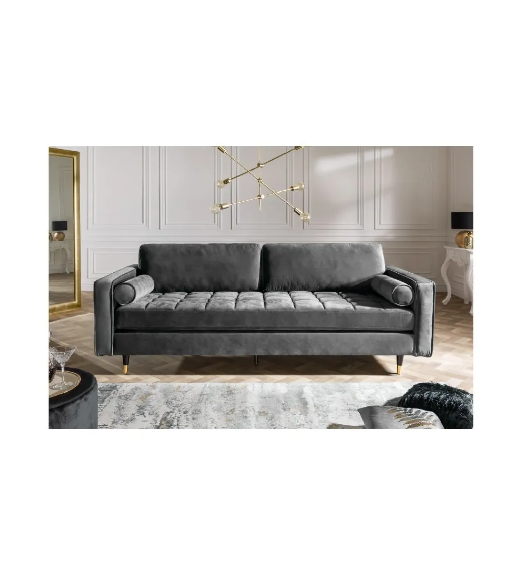 Sofa CANIS Velvet 225 cm szary aksamit*Invicta Interior Online
