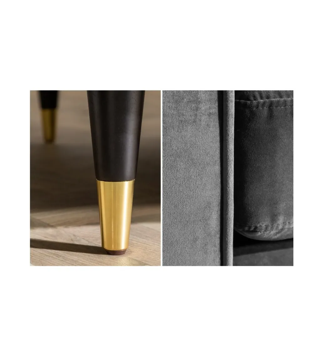 Sofa CANIS Velvet 225 cm szary aksamit*Invicta Interior Online