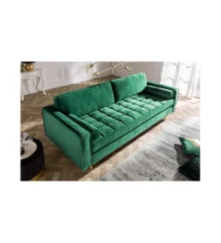 Sofa CANIS  velvet 220 cm szmaragdowo zielony aksamit*Invicta Interior New