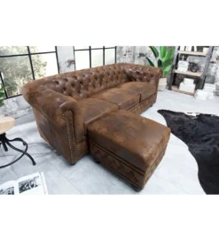 Sofa Chesterfield 205 cm antyczny brąz*Invicta Interior Outlet