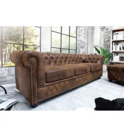 Sofa Chesterfield 205 cm antyczny brąz*Invicta Interior Outlet