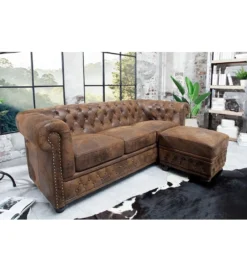 Sofa Chesterfield 205 cm antyczny brąz*Invicta Interior Outlet