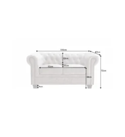 Sofa dwuosobowa ROCHESTER Chesterfield 150 cm beżowa*Invicta Interior Sale