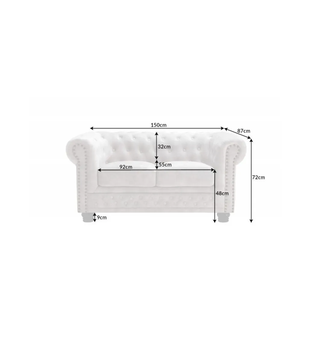 Sofa dwuosobowa ROCHESTER Chesterfield 150 cm beżowa*Invicta Interior Sale