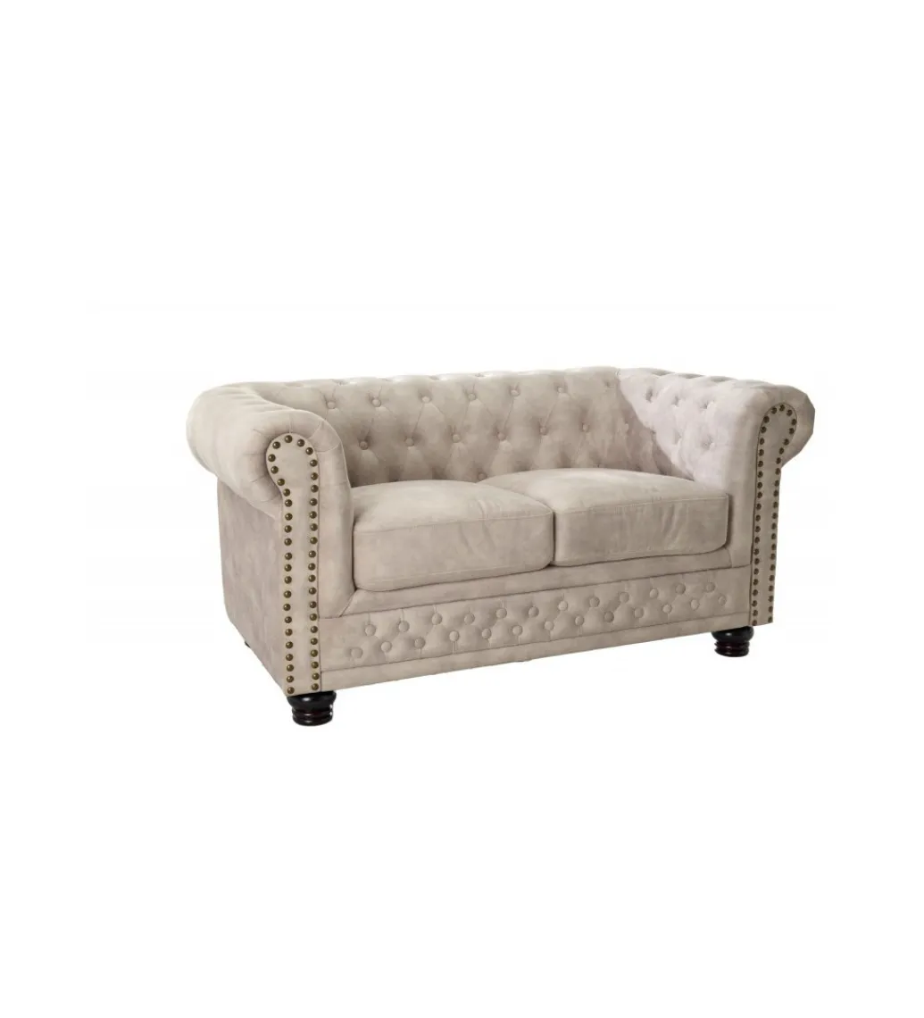 Sofa dwuosobowa ROCHESTER Chesterfield 150 cm beżowa*Invicta Interior Sale