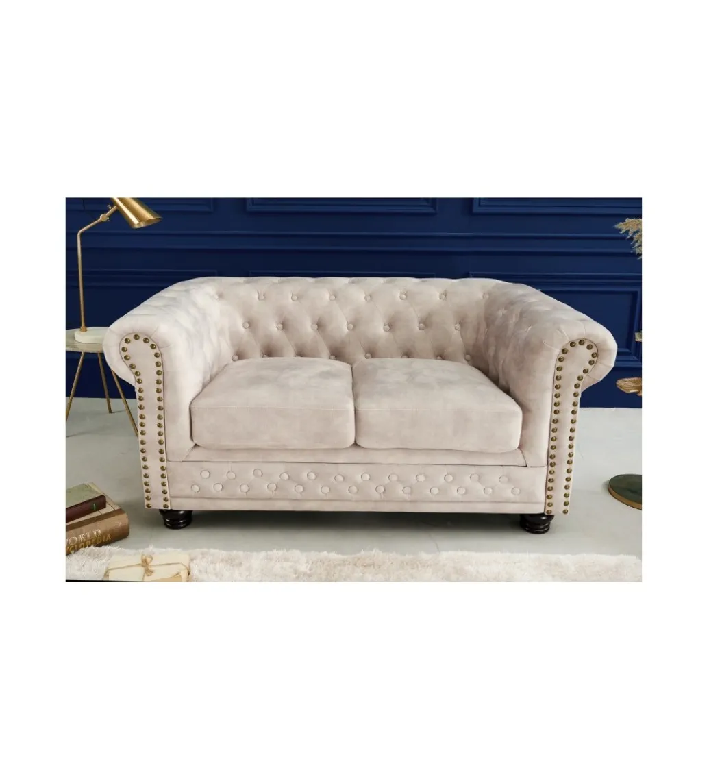 Sofa dwuosobowa ROCHESTER Chesterfield 150 cm beżowa*Invicta Interior Sale