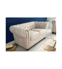 Sofa dwuosobowa ROCHESTER Chesterfield 150 cm beżowa*Invicta Interior Sale
