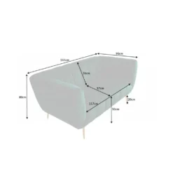 Sofa dwuosobowa Scarlett 165 cm szmaragdowo zielona*Invicta Interior Clearance