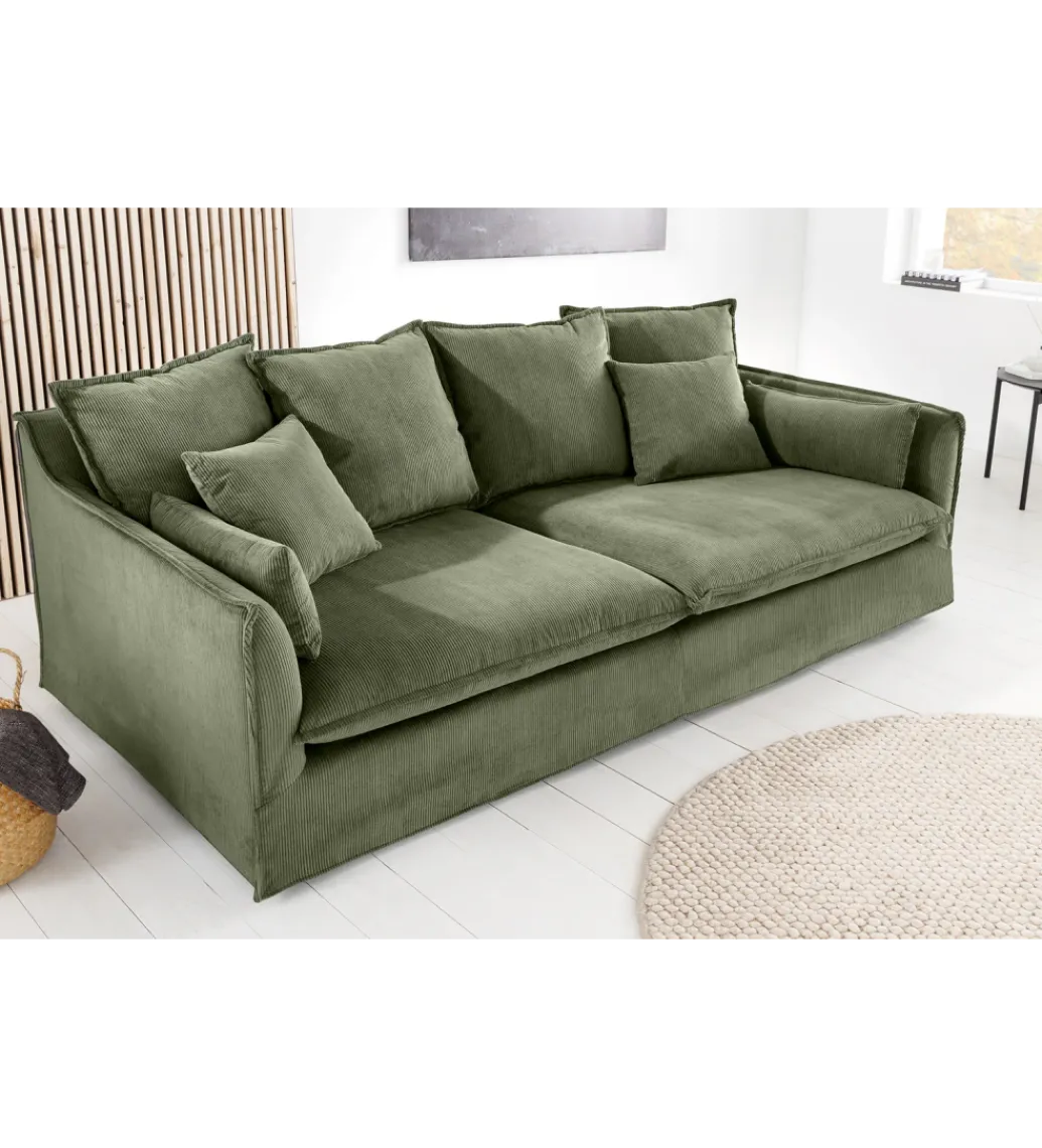 Sofa HEAVEN 200 cm cord zielony*Invicta Interior New