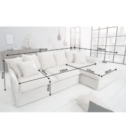 Sofa Narożna HEAVENLY Heaven 255 Cm naturalny len*Invicta Interior Clearance