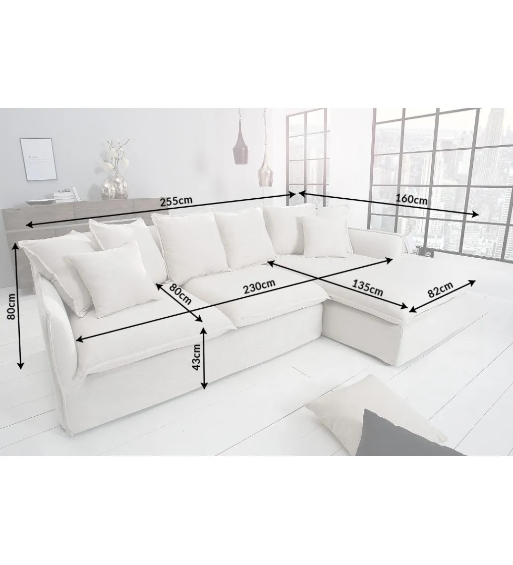 Sofa Narożna HEAVENLY Heaven 255 Cm naturalny len*Invicta Interior Clearance
