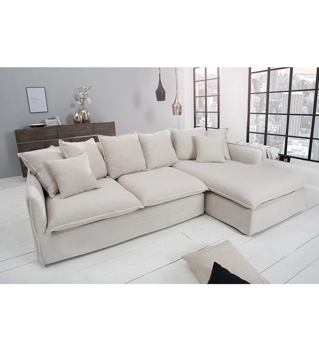 Sofa Narożna HEAVENLY Heaven 255 Cm naturalny len*Invicta Interior Clearance