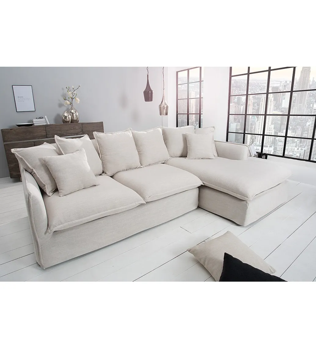 Sofa Narożna HEAVENLY Heaven 255 Cm naturalny len*Invicta Interior Clearance