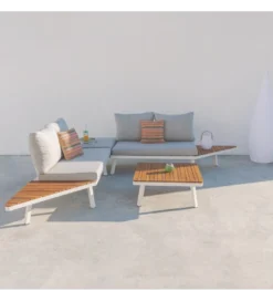 Sofa ogrodowa SASKIA 260 cm drewno akacja nogi białe*Zona-Design Clearance