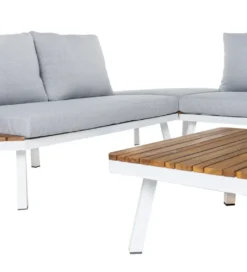 Sofa ogrodowa SASKIA 260 cm drewno akacja nogi białe*Zona-Design Clearance