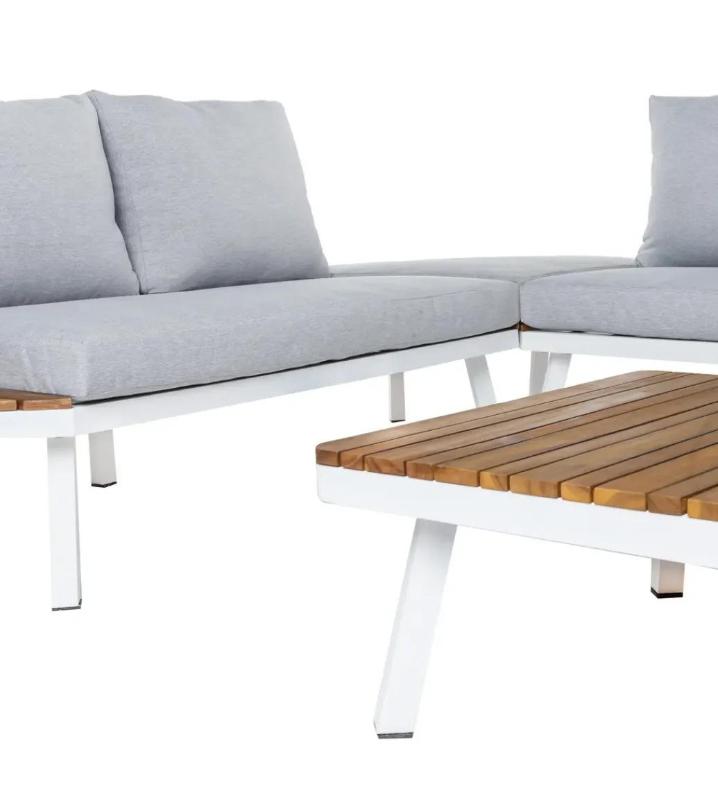 Sofa ogrodowa SASKIA 260 cm drewno akacja nogi białe*Zona-Design Clearance