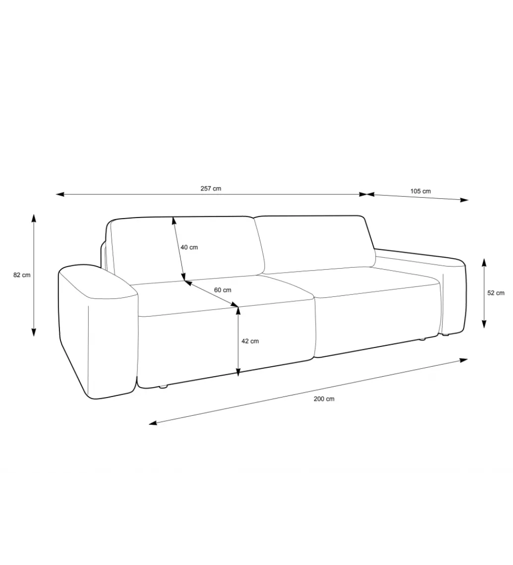 Sofa PULIA 238 cm z funkcją spania z pojemnikiem na pościel*Zona-Design.pl New