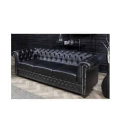 Sofa RONNI Chesterfield 205 cm czarna*Invicta Interior Outlet