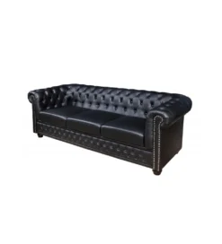 Sofa RONNI Chesterfield 205 cm czarna*Invicta Interior Outlet