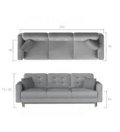 Sofa rozkładana ASGARD 235 cm z funkcją spania*ELTAP New