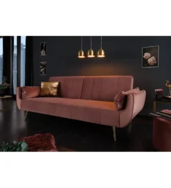 Sofa rozkładana BELLA 215 cm różany aksamit Puella*Invicta Interior Best
