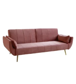 Sofa rozkładana BELLA 215 cm różany aksamit Puella*Invicta Interior Best