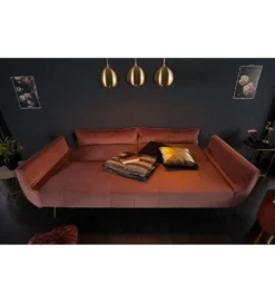 Sofa rozkładana BELLA 215 cm różany aksamit Puella*Invicta Interior Best