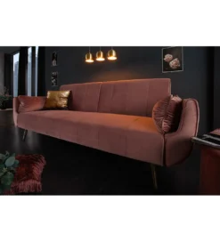 Sofa rozkładana BELLA 215 cm różany aksamit Puella*Invicta Interior Best