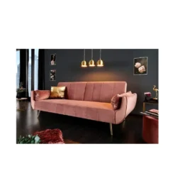 Sofa rozkładana BELLA 215 cm różany aksamit Puella*Invicta Interior Best