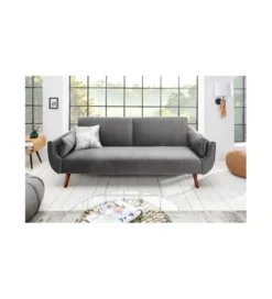 Sofa rozkładana BELLA 215 cm srebrno szary aksamit Puella*Invicta Interior