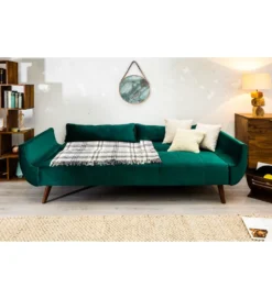 Sofa rozkładana BELLA 215 cm zielony aksamit Puella*Invicta Interior Sale