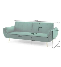 Sofa rozkładana BELLA II 215 cm zielony aksamit Puella*Invicta Interior Discount